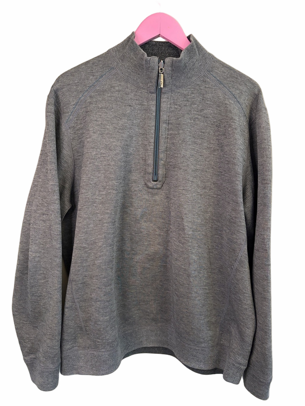 TOMMY BAHAMA Men's Gray Half-Zip Sweater Pullover No Size Tag  Fit XXL